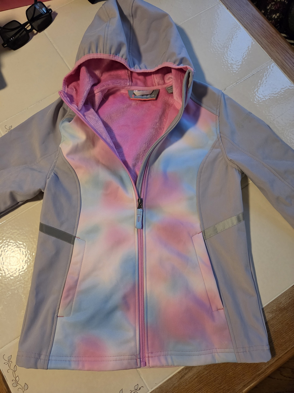 Free Country Pastel Rainbow Hooded Utility Jacket - Pink, Blue, Purple